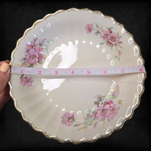 1940s Vintage Sebring Golden Ware Wild Rose 22K Gold Rimmed Bowls Set of 2 - Picture 3 of 16